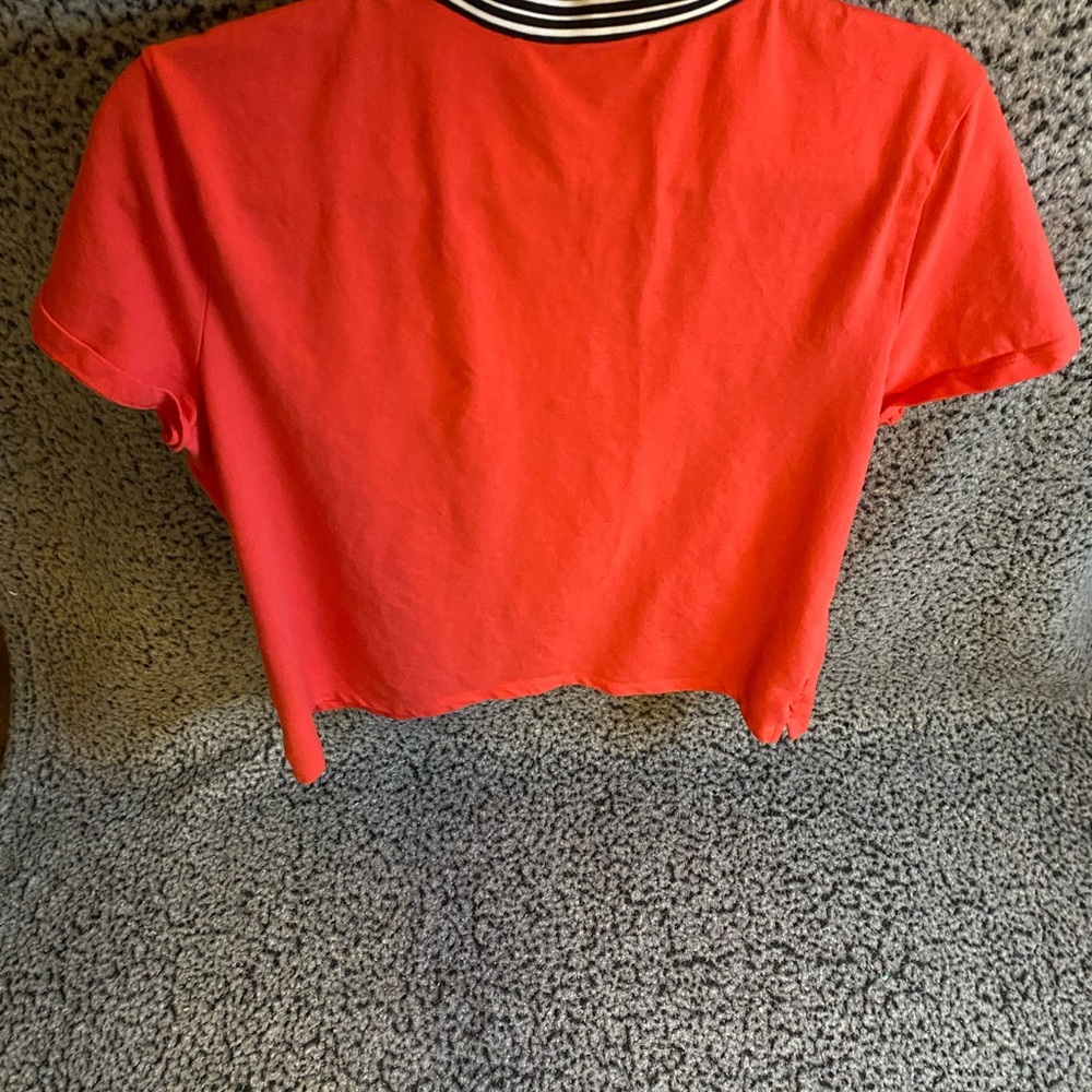 Tommy Hilfiger Coral Crop Top with Striped V-Notch - Picture 6 of 11
